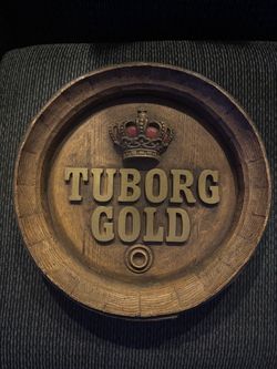 Tuborg Gold Wooden Barrel End Sign