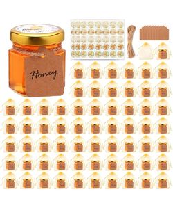 64 Pack 1.5oz Mini Honey Jars with Airtight Gold Lids