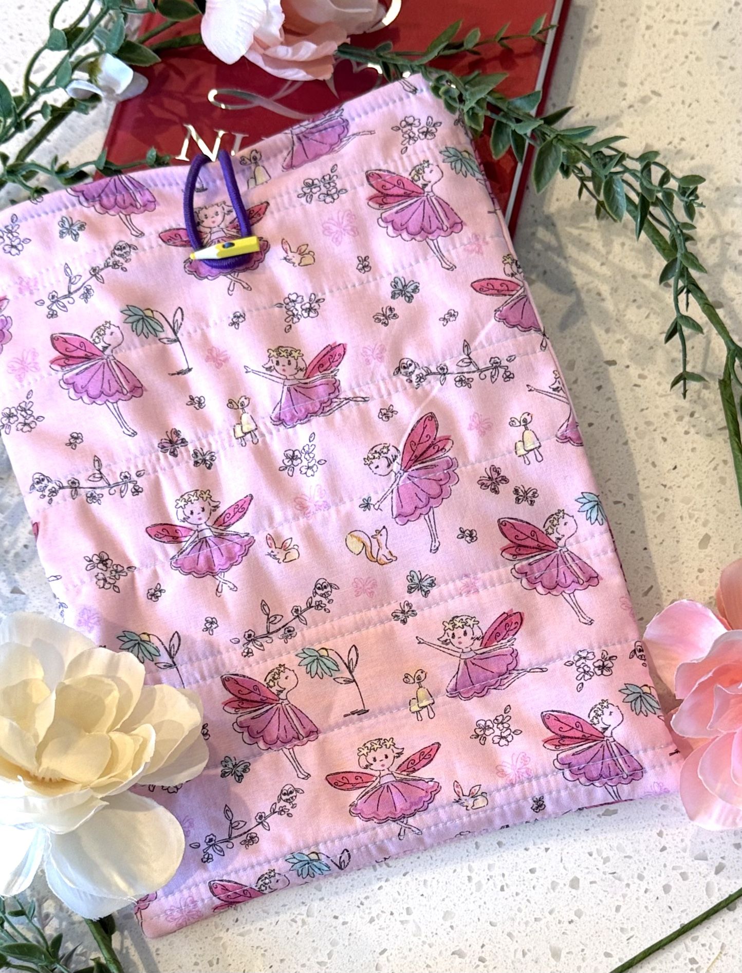 Book Kindle Sleeve Bag Cover 10x8in Princess Fairy Fairies Fabric Padded Quilted