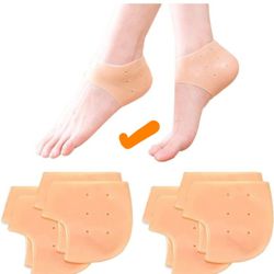 Gel Heel Protectors(4 Pairs), Heel Pain and Cracked Heels Relief Pads, Blister Prevention Cushions, Plantar Fasciitis Inserts,Silicone Heel Cups for M