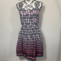 American Eagle Cut Out Midi Dress Size 10 Abstract Print Zip Pockets Lightweight