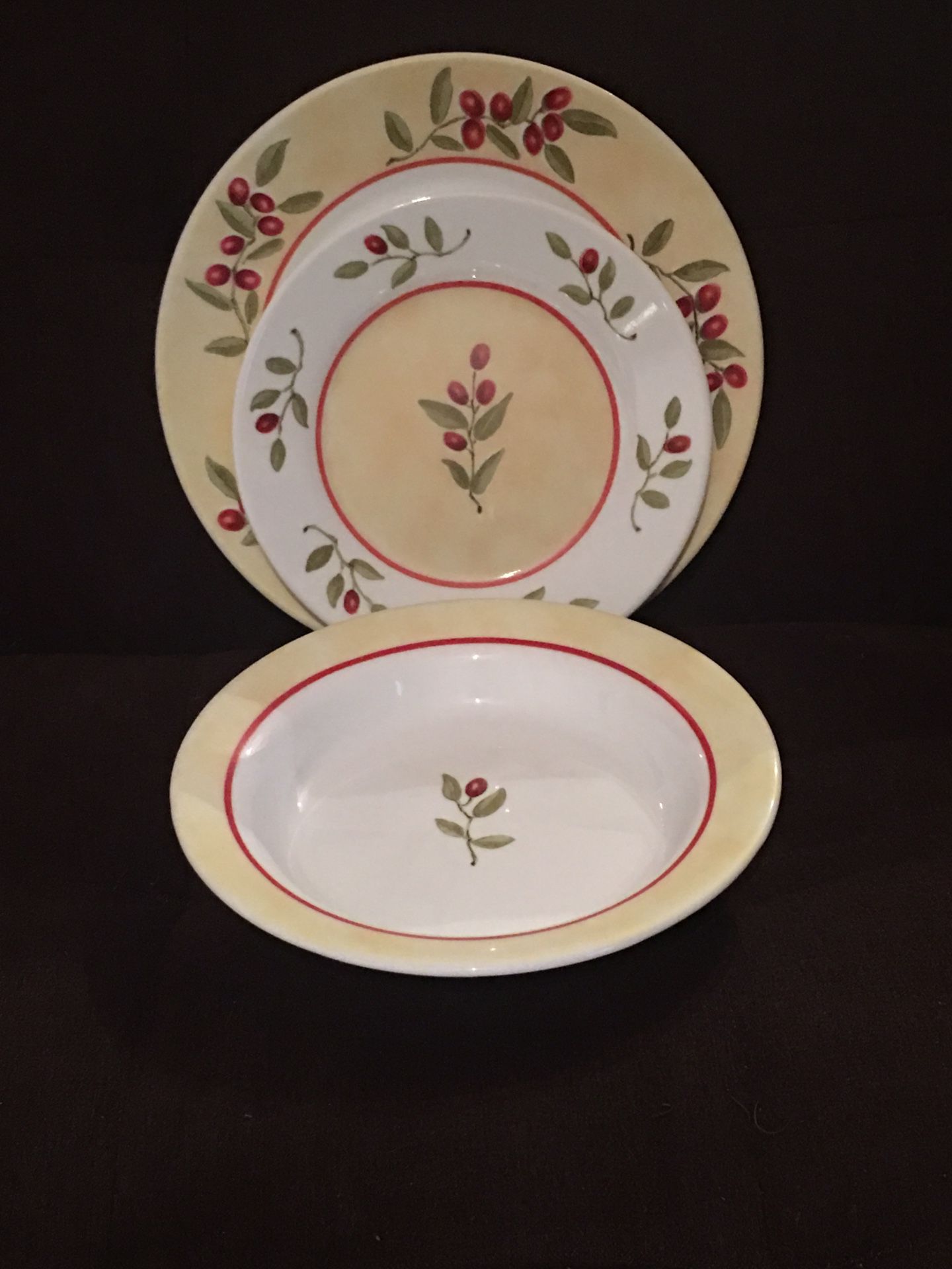 Set of 4 Corelle Ultra Dinner Plates, Salad Plates & Bowls—Red Berries