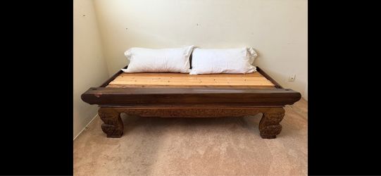 Carved wooden bed or daybed