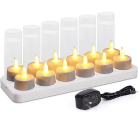 Esup Rechargeable Candles Flameless Flickering Candles Tealights 12pcs/Set