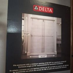 60  in shower door. DELTA BRUSHED NICKEL CEPILLADO 50-1/8  to 58 1/2 width x71 1/2 height