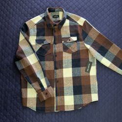 Golden Tree Men’s Flannel - Brown & Navy Buffalo Plaid - Size Large Men