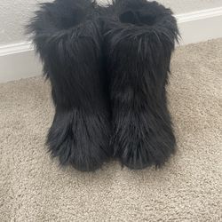 black fur boots