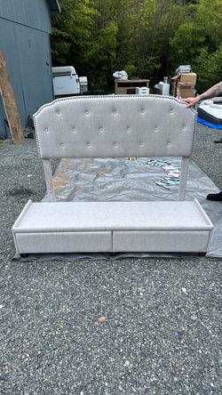 Queen bed frame with charging ports