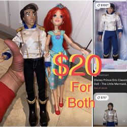 $20 Disney Prince Eric Classic Doll & 🧜‍♀️ Ariel little Mermaid