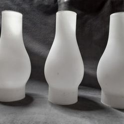 Vintage Frosted Chimney Glass - Set Of 3