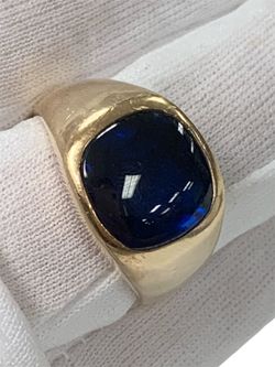 Mens gold blue stone ring #33596