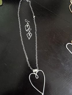 STERLING SILVER HEART & EARRINGS