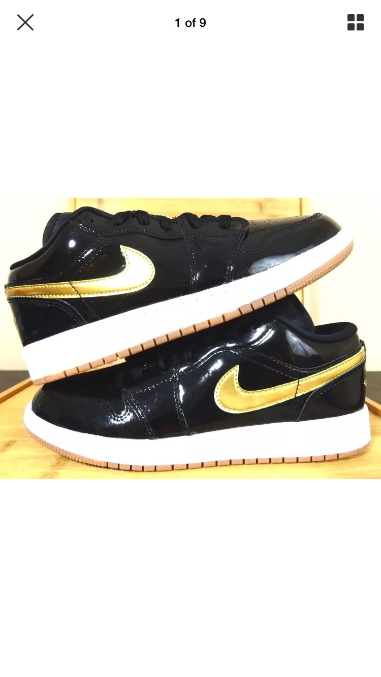 New Nike Youth Air Jordan Retro 1 Low GG Size 7y Black Metallic Gold 554723-032