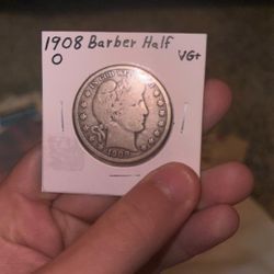 A Perfect Antique Coin Made Out Of Pure Silver 1908 Barber Half Vg Plus Graded