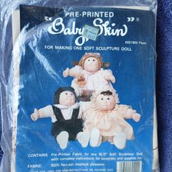 BABY SKIN PRE-PRINTED SOFT SCULPTURE DOLL CREAM FABRIC KIT 16-17 IN RAYMAR VTG