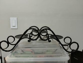 Wrought Iron Candle Holder With Matching Burgundy Candles