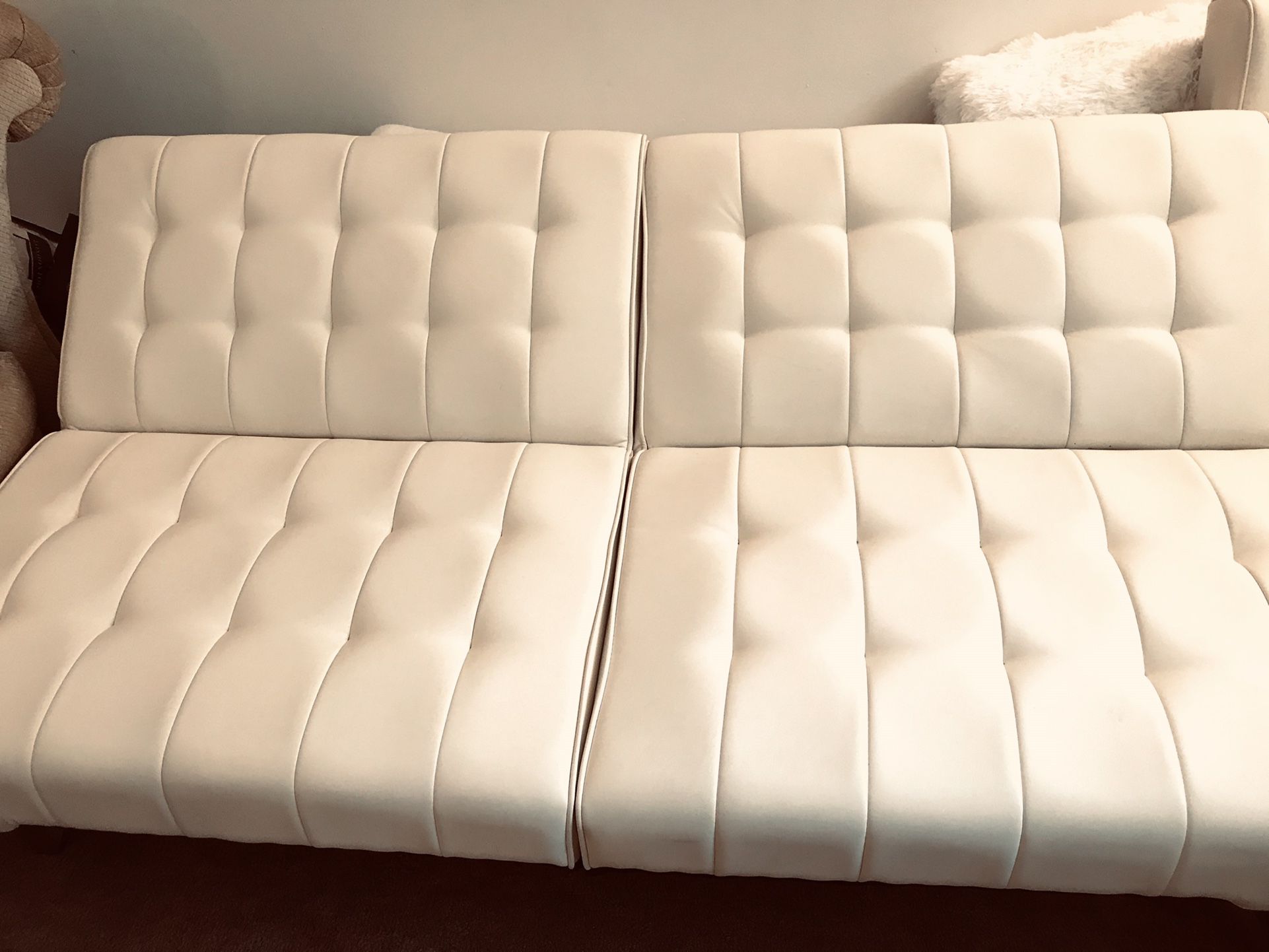 Like new - White Reclining Sofa Futon