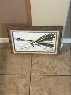 Vintage Original Roadrunner Oil Painting - Signed T. Campbell