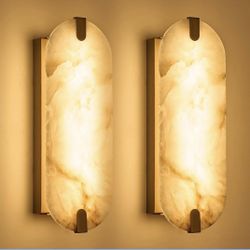 New Set of Two 14.2” Wall Sconce, Natural Marble Wall Sconces Wall Lighting,Dimmable Light Fixture 