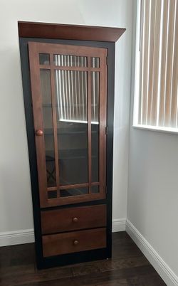 Vitrina / gabinete de madera con puerta de vidrio