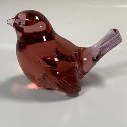 Fenton Cranberry Art Glass BIRD FIGURINE PAPERWEIGHT Hand Molded