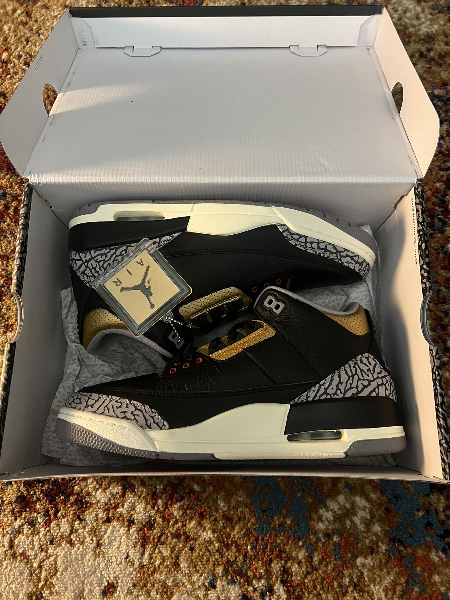 Jordan Retro 3 Black Cement Gold