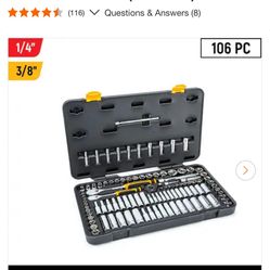 GEARWRENCH 1/4 in. and 3/8 in. Drive 6-Point Standard & Deep SAE/Metric 90-Tooth Ratchet and Socket Mechanics Tool Set (106-Piece)