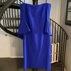 Royal Blue Off-the-shoulder Bell-sleeved Dress