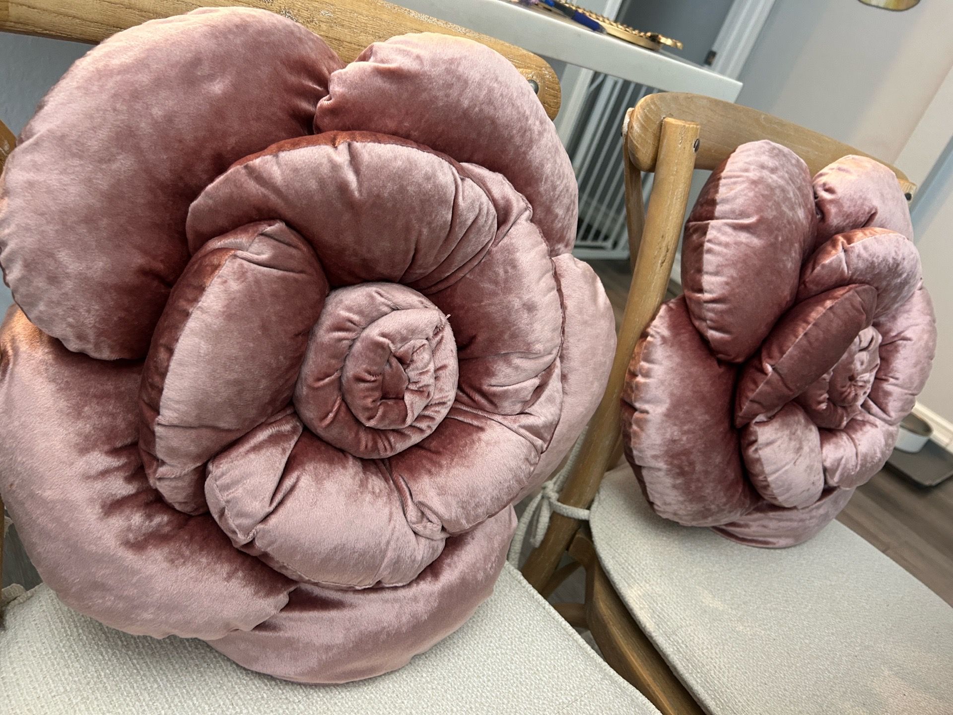 2 velvet pink rose throw pillows