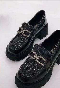 New Women's Black Patent Leather Loafers with Soft Soles