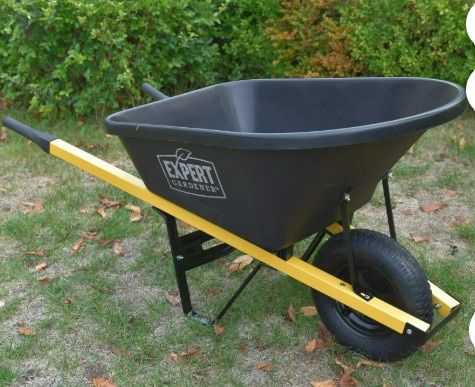 Expert Gardener Wheelbarrow 6 Cuft Poly Tray; Steel Handles; Air Filled Tire