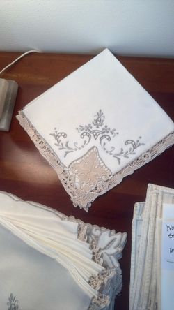 Vintage Elaborate Lace & Embroidery Napkins - Set Of 12