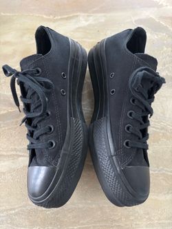Converse All Star Low Top Platform Black Sneakers Shoes Women’s 8