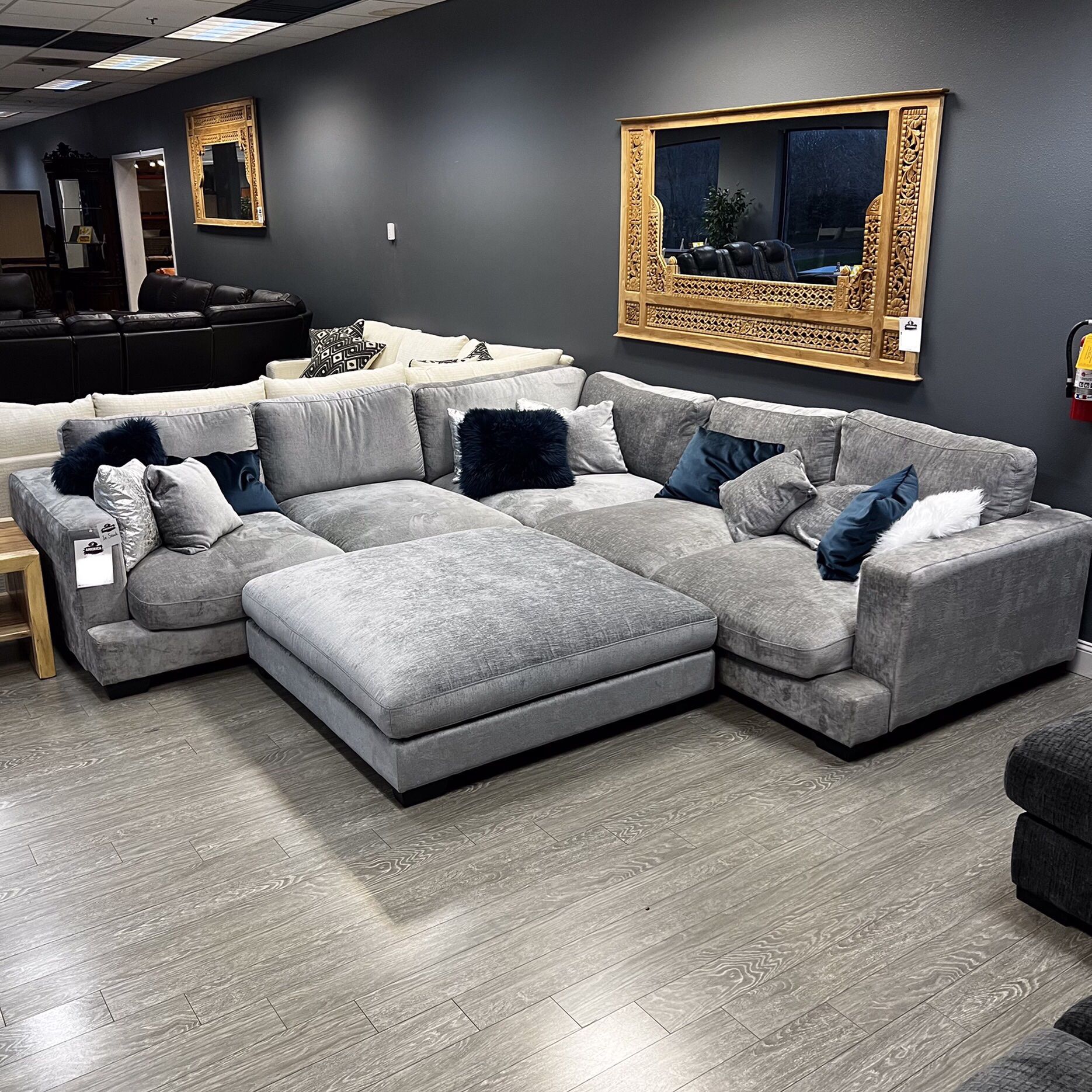 Light Grey Ultra-soft Fabric Sectional - Miami Collection 
