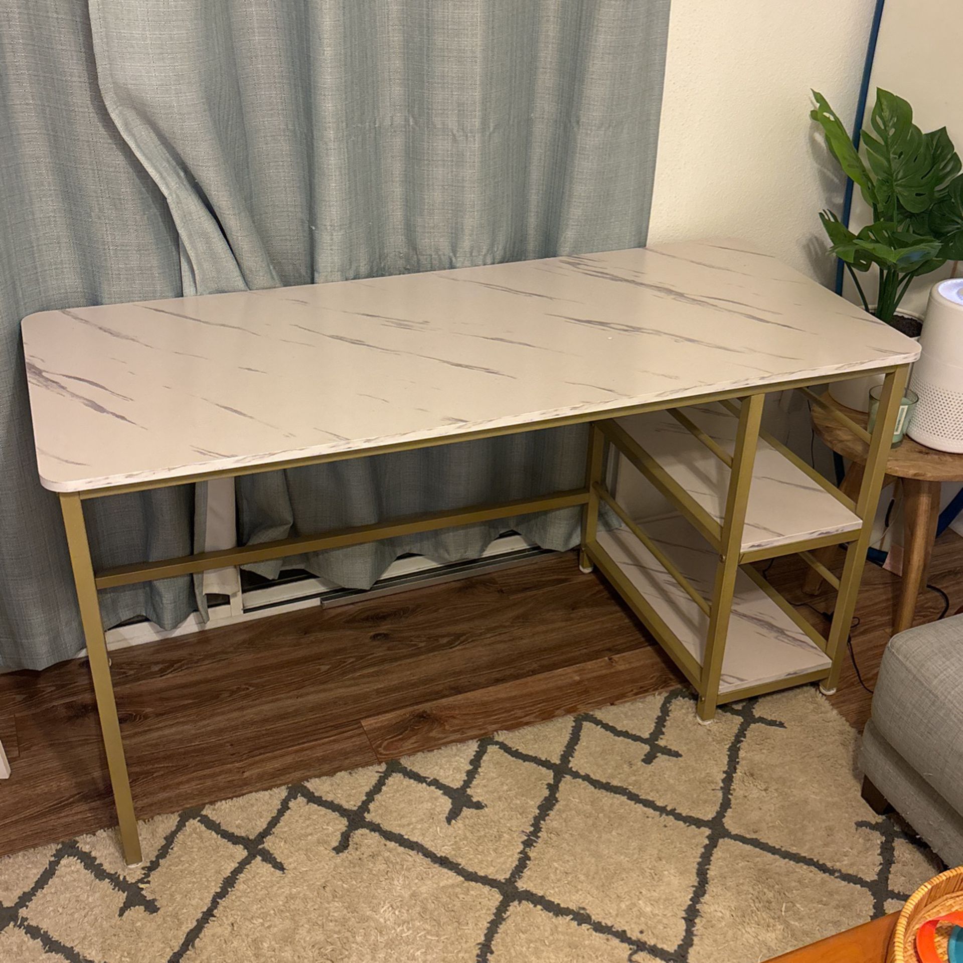 Gold And Marble Work Desk 