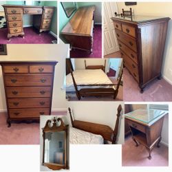 ANTIQUE Full Bedroom Set w/Desk Mahogany