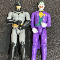 DC Comics 12” Batman and The Joker Action Figures Mattel Used