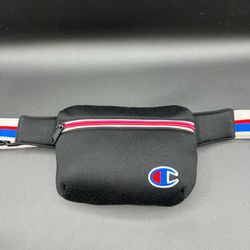 Champion Fanny Pack Waist Bag Black Logo Red White Blue Strap Small