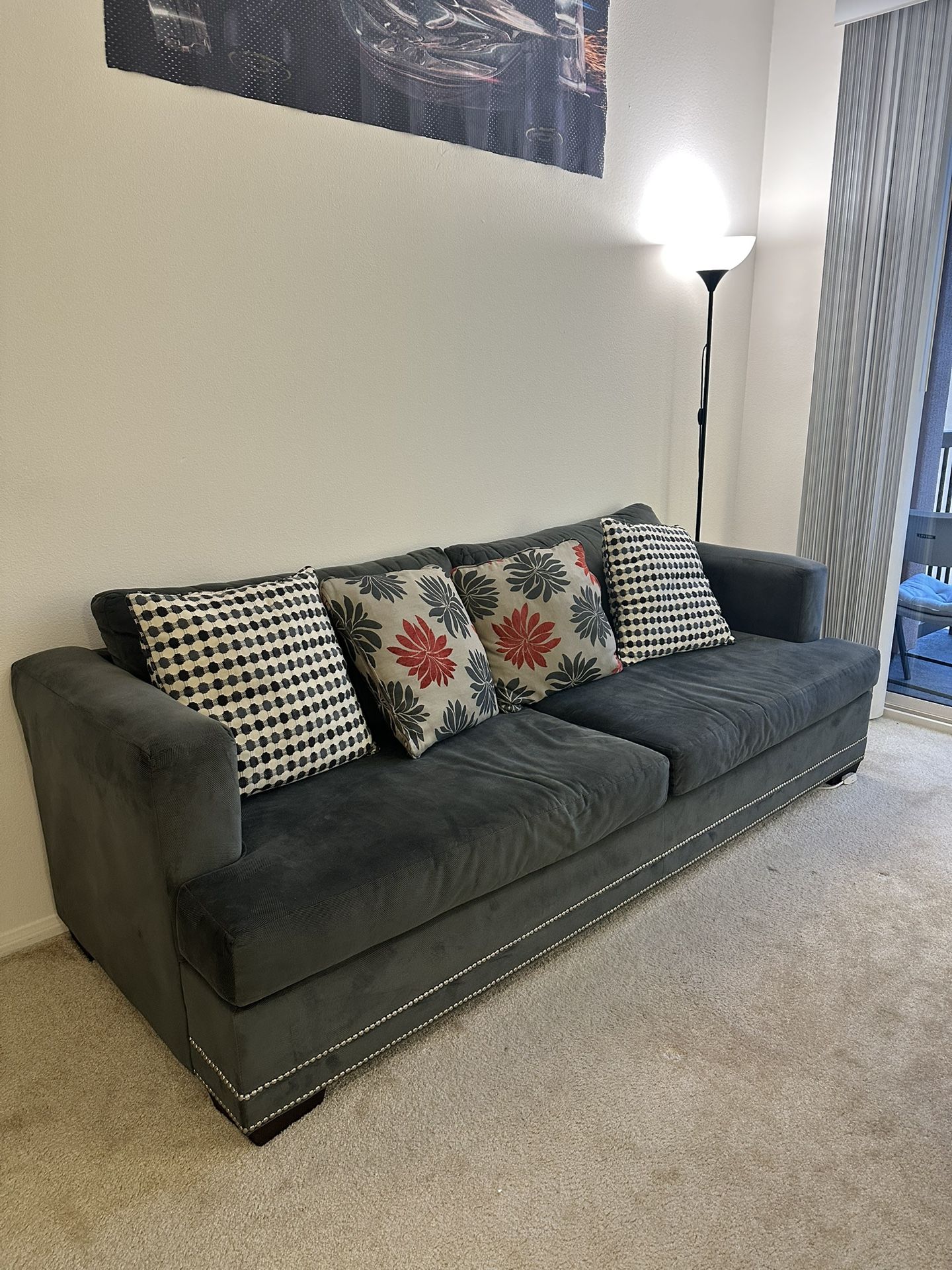 Light Grey! Couch Sofa With Pillows