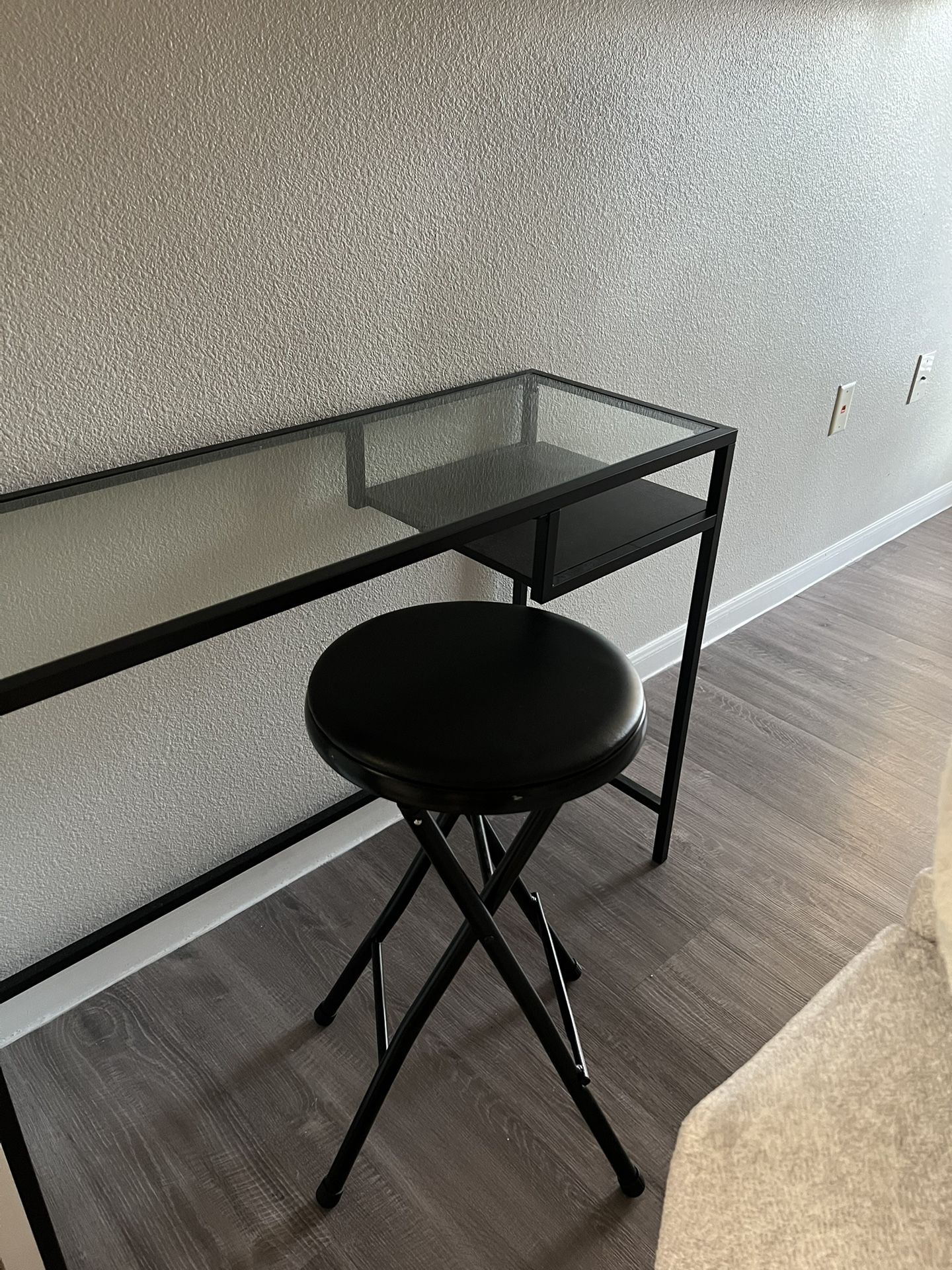 Black ikea Desk With Stool