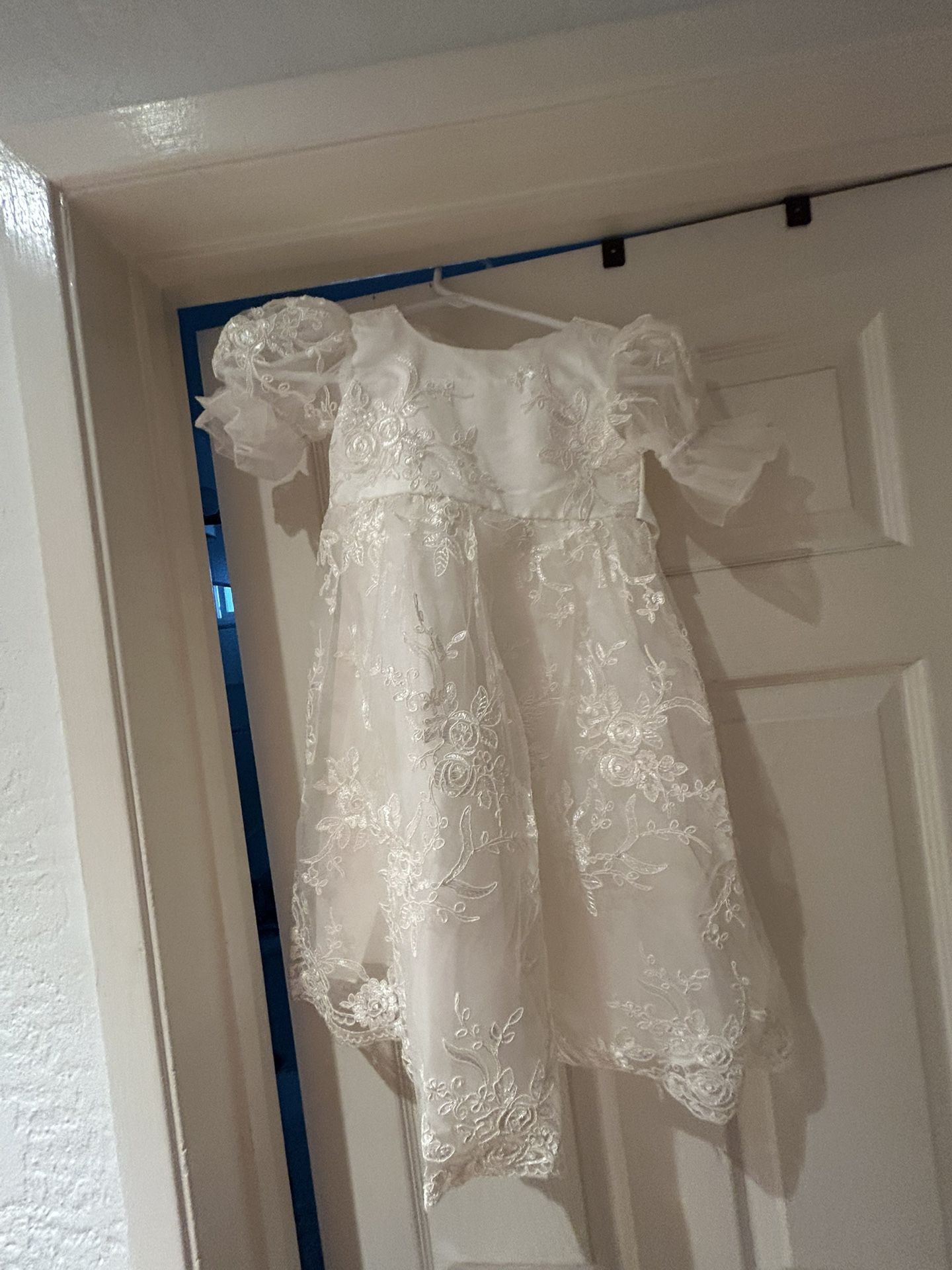 Baptism White Lace Dress 18 Months With Bonnet