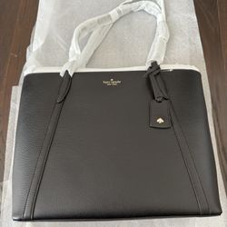 New! Kate Spade Large Black Leather Cara Tote