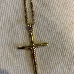 14k Chain With 14k Cruz Pendant 