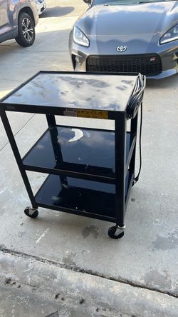 Black 3-Shelf Metal AV Utility Cart