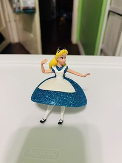 Disney Parks Alice in Wonderland Glitter Blue Dress Ornament