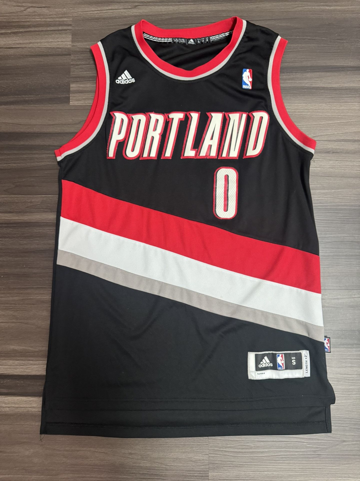Adidas Portland Trailblazers Damian Lillard #0 Stitched Jersey Mens S Length +2