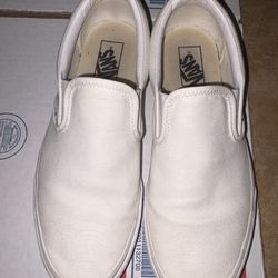 white slip on vans 