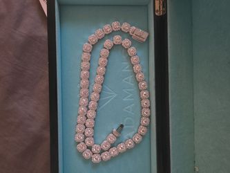 1OMM MOISSANITE CLUSTERED TENNIS CHAIN - SILVER-D COLOR- VVS1