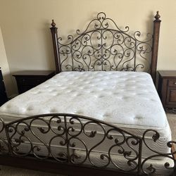 CA King Bed Frame, Head Board, Foot board, 2 nightstands + Dresser