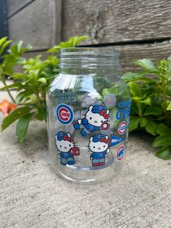 NEW Rare Chicago Cubs Hello Kitty Night Plastic Mason Jar Souvenir Cup SOLD OUT